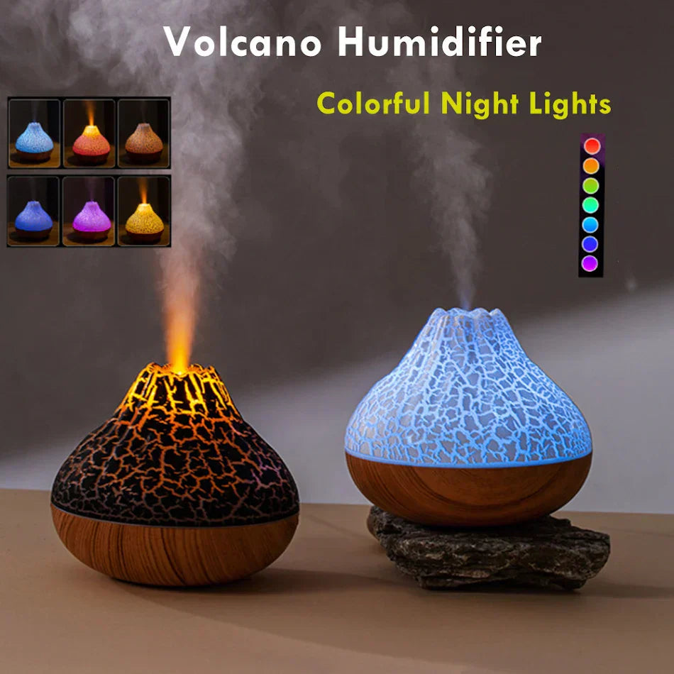 USB Small Volcano Air Humidifier With Colorful Night Lights